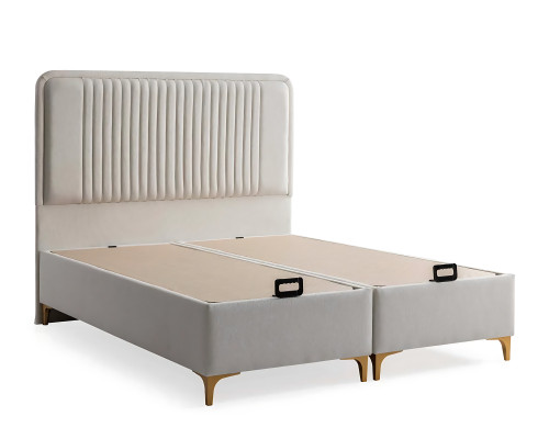 Elegantný rám postele z látky a dreva