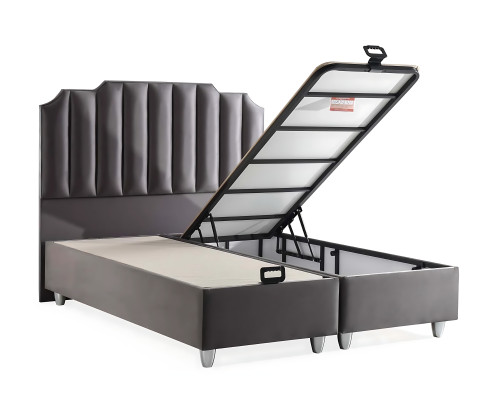 Elegantná posteľ z textilu a dreva s matracom