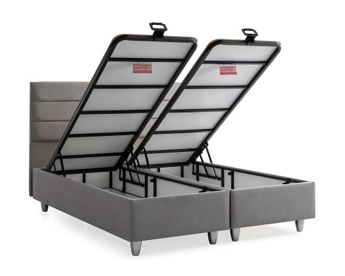 Elegantná posteľ z látky a dreva s matracom