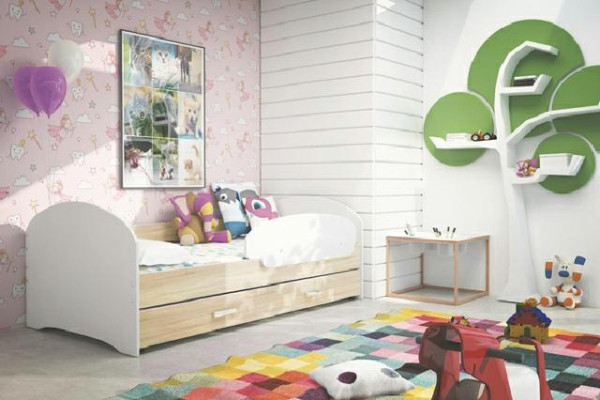 Posteľ pre mladistvých, posteľ z masívneho dreva s úložným priestorom, posteľ Luki TS