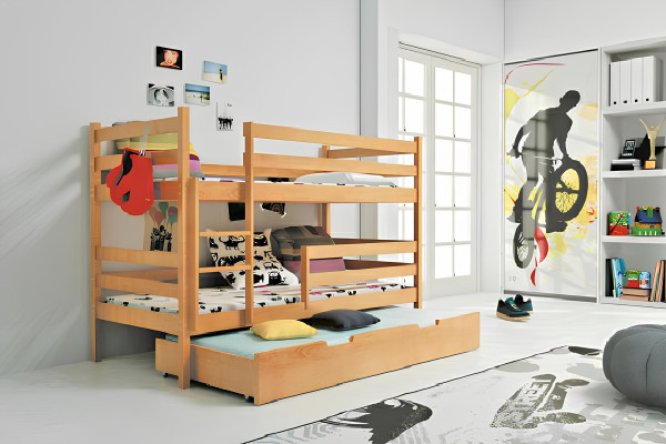 Dvojlôžková posteľ, vysoká posteľ, dvojlôžková posteľ, postele z masívneho dreva