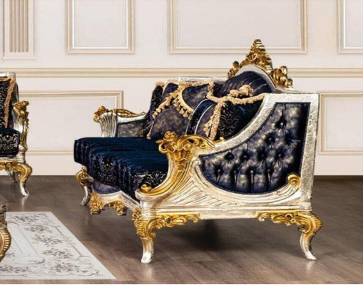 Luxus Sofagarnitur 3+3 Sitz Sofas Sessel Set Garnitur Stil Barock 2tlg Klassisch