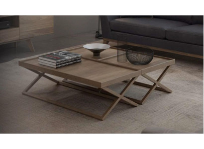 Klappbarer Luxus Brauner Couchtisch Holztisch Wohnzimmer Möbel Stil Tisch