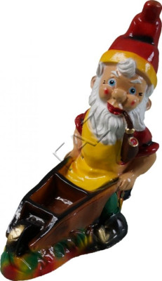 Design Zwerg mit Schubkarre Figur Garten Statue Skulptur Figuren Skulpturen Neu