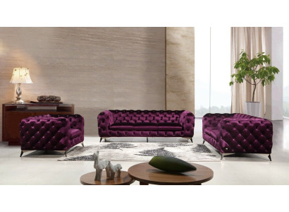 Sofa Chesterfield Couch XXL Big Garnitur Textil 3+1+1 designer Couchen Polster