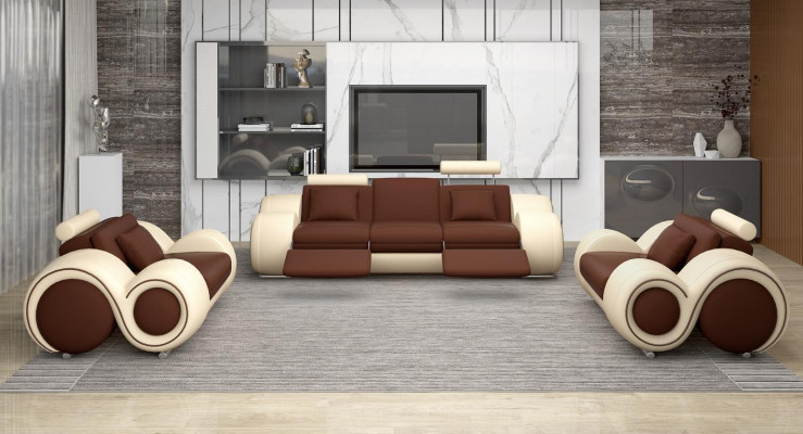 Design Wohnzimmer Polster Set Sofagarnitur Leder Couch Sitz Garnituren