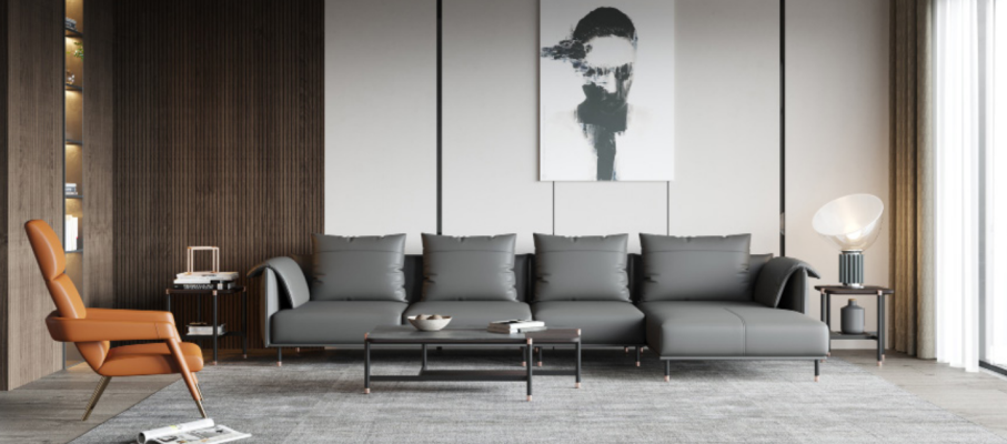 Ecksofa Garnitur Couch Grau Leder L Form Sofa Couchen Design Polster