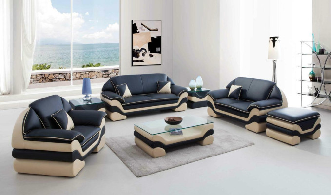 Klassische Couch Polster Sofagarnitur 3+2+1 Komplett Set Leder Sofas