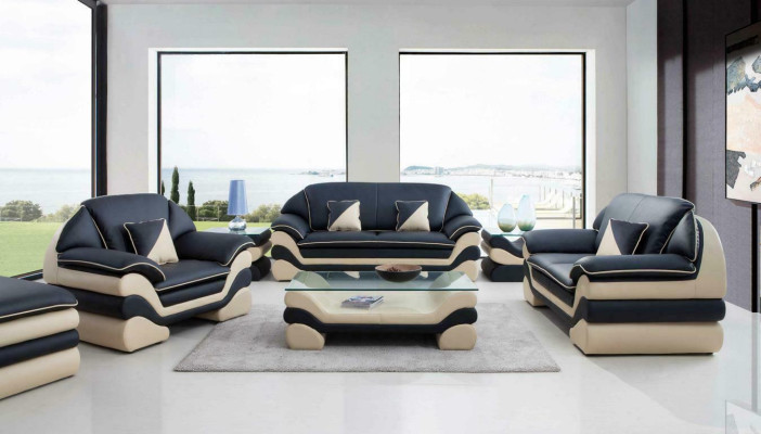 Klassische Couch Polster Sofagarnitur 3+2+1 Komplett Set Leder Sofas