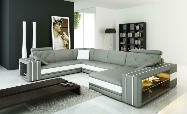 XXL Big Wohnzimmer Sofa Ecksofa Eck Couch Sitz Garnitur Leder Sofas