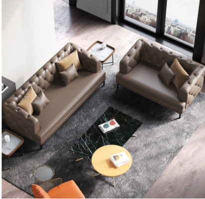Braune Chesterfield Sofagarnitur 3+2 Sitzer 2tlg. Set Designer Deko Polster Couchen
