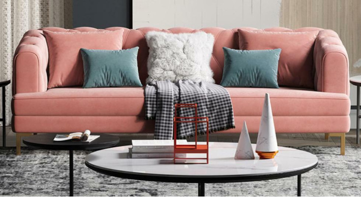 Rosa Chesterfield Wohnlandschaft Designer Couchen Lounge Sofas 3+2 Sitzer Set
