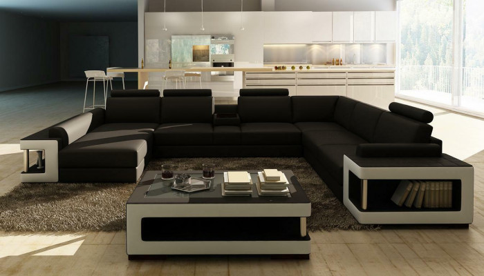 Ledersofa XXL Ecksofa Design Big Sofa Couch Polster Eck Sitz Garnitur