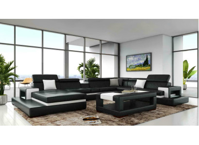 XXL Ledersofa Ecksofa Design Big Sofa Couch Polster Eck Sitz Dekor Garnitur
