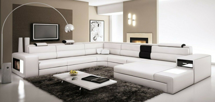 U Form XXL Designer Wohnlandschaft Polster Ecksofa Eck Garnitur Sofa