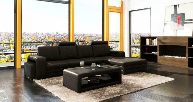 XXL Multifunktions Ledercouch Couch Big Sofa Dekor Polster Ecksofa Moderne