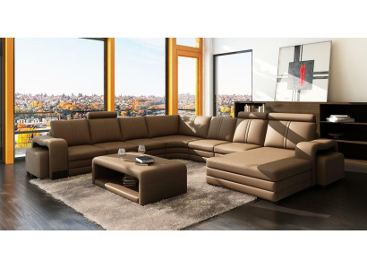 XXL Multifunktions Ledercouch Couch Big Sofa Polster Dekor Ecksofa Moderne