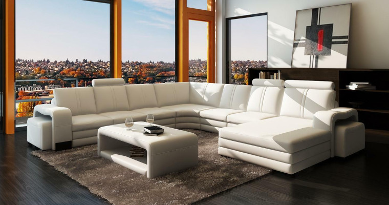 XXL Multifunktions Ledercouch Couch Big Sofa Polster Dekor Ecksofa Moderne