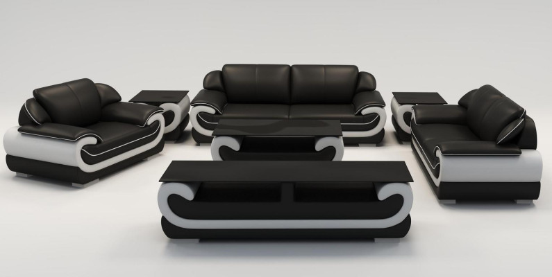 Ledersofa Couch Wohnlandschaft 3+2 Sitzer Design Modern Sofa 0615