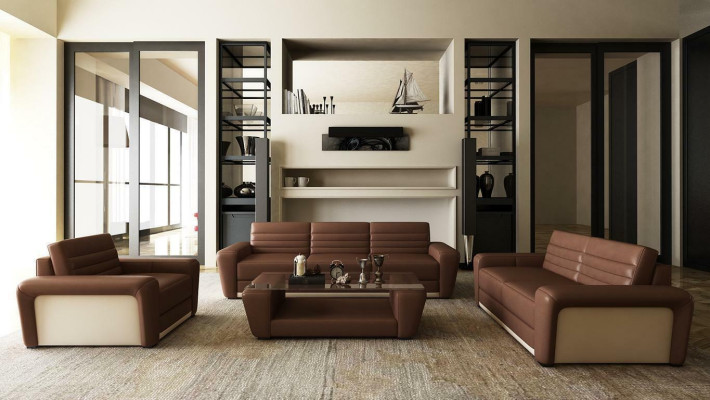 Ledersofa Couch Wohnlandschaft 3+2 Sitzer Design Modern Sofa Wohnzimmer