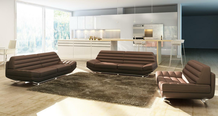 Sofagarnitur Design Couch 3+2 Set Polster Sofa Leder Wohnzimmer Garnituren