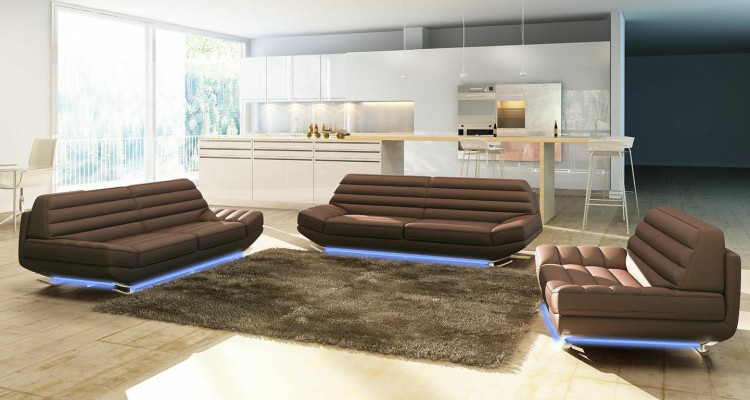 Sofagarnitur Design Couch 3+2 Set Polster Sofa Leder Wohnzimmer Garnituren