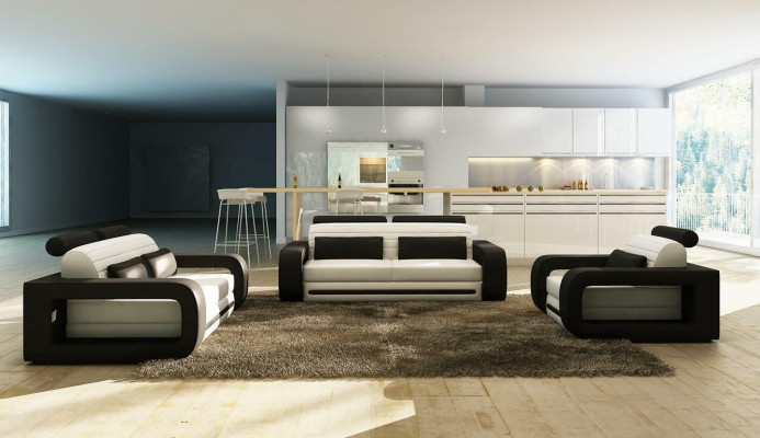 Ledersofa Couch Wohnlandschaft 3+2 Sitzer Design Modern Sofa Sofagarnitur