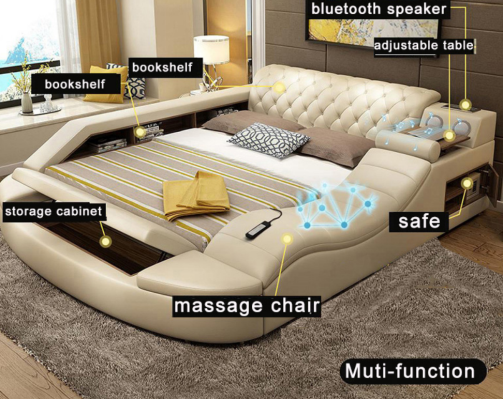 Multifunktions Bett Luxus Design Leder Betten Hotel Doppel Ablage