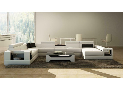 Ledersofa Couch Wohnlandschaft Ecksofa Eck Garnitur Design Modern Sofa 6138