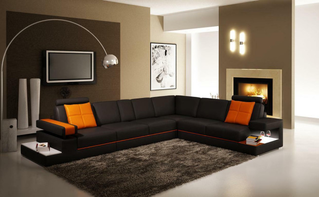 Ledersofa Couch Wohnlandschaft Ecksofa Eck Modern Garnitur Design Dekor