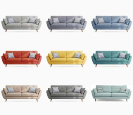 Polstersofa Sofa 2 Sitzer Textill Sitz Design Couch Sofas Stoff Grau 226 cm Neu