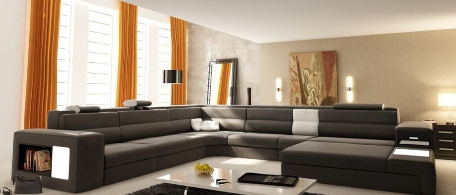 Ecksofa Sofa Couch Polster Design Garnitur Textil Leder Wohnlandschaft