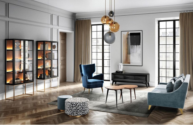 Samt Dreisitzer Sofa 3 Sitz Sofas Stoff Wohnzimmer Polyester Modern Luxus Blau