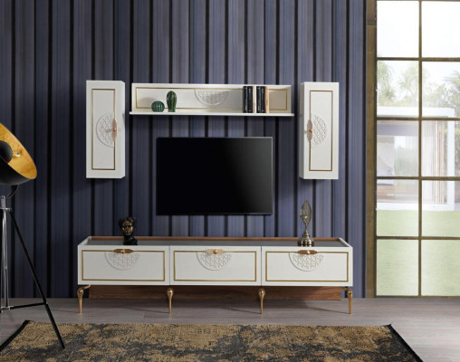 Esszimmer Essgruppe Set Tisch 4x Stühle Anrichte 2x Spiegel 8tlg neu