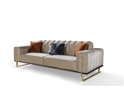 Sofa 3 Sitzer Modern Möbel Beige Farbe Wohnzimmer Luxus Couchen 240cm