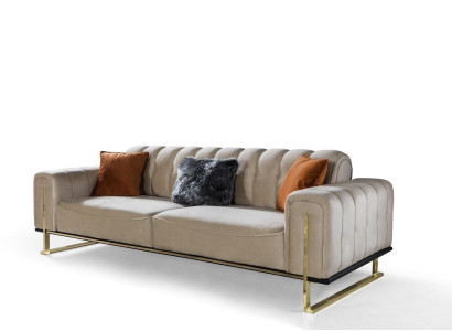 Sofa 3 Sitzer Modern Möbel Beige Farbe Wohnzimmer Luxus Couchen 240cm