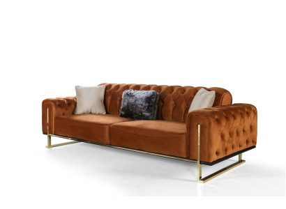 Luxus Chesterfield Sofa 3 - sitzer Braun Cognac Sofas Polster Textil Couchen