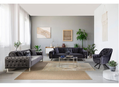 Designer Wohnzimmer Set Sofagarnitur 3+3+1 Sitz Möbel Garnituren 3tlg.