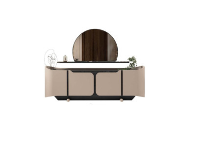 Sideboard Anrichte Kommode mit Spiegel Schrank Holz Beige Modern Set