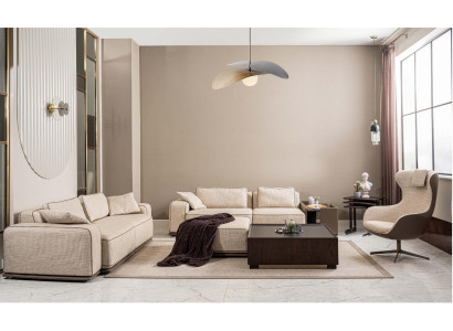 Luxus Sofagarnitur Dreisitzer Sofa Stoffsofa Beige Polstersofas Sessel