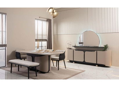 Esszimmermöbel Essecke Esszimmer Essgruppe 8tlg Holz Beige Garnitur