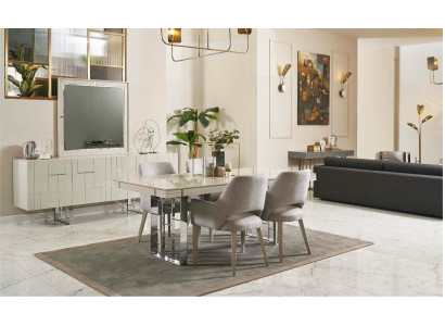 Gruppe Essecke Esszimmer Essgruppe Esszimmermöbel Set 9tlg Holz Beige