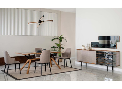 Garnitur Essecke Esszimmer Essgruppe Esszimmermöbel 7tlg Holz Beige