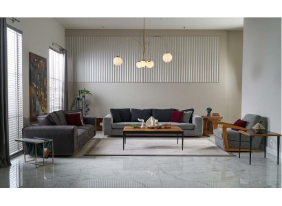 Komplette Couchgarnitur Sofa Stoffsofa Polstersofas Grau Set 4tlg Neu