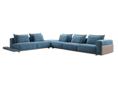 Blau Ecksofa L-Form Couch Wohnzimmer Luxus Stoffmöbel Luxus Design Neu
