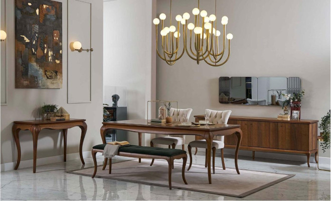 Essgruppe Esszimmermöbel Essecke Set Esszimmer 8tlg Holz Braun Tisch