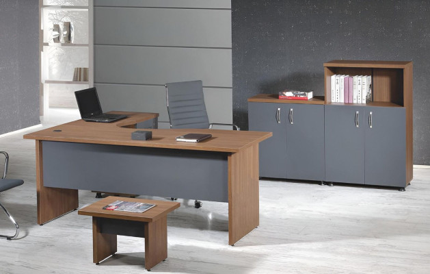 Komplettbüro Büromöbel Schreibtisch Büro Bürotisch Set 4tlg Holz Braun