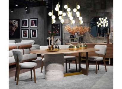 Design Esszimmer Set 5tlg. Modern Einrichtung Holz Tisch 4x Stühle Garnitur Neu