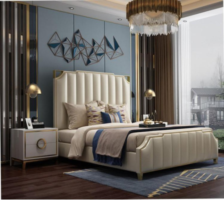 Bett 2x Nachttisch 3 tlg. Schlafzimmer Set Design Modern Luxus Möbel