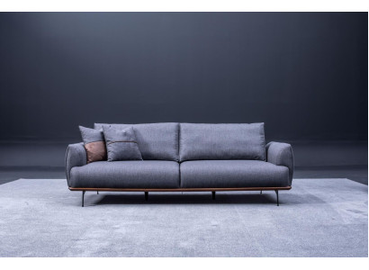 Graues Polstersofa Moderner Dreisitzer Wohnzimmer Textilsofa Luxus Neu